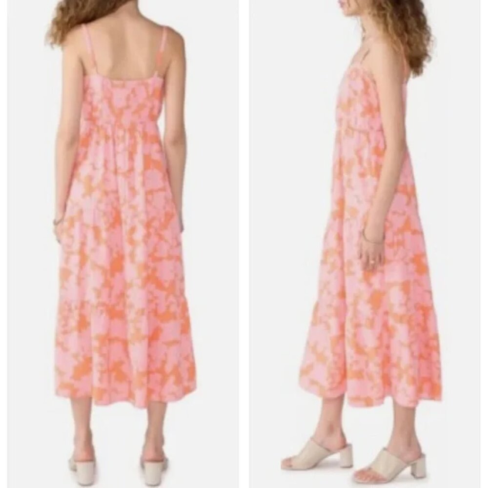 Social Standard Pink & Orange Floral Tiered Smocked Sundress Size S
